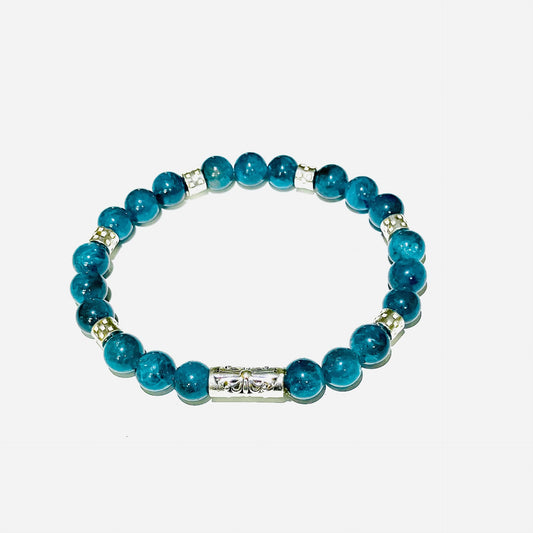 Apatite bracelet with 925 sterling silver (18-19cm) (7)