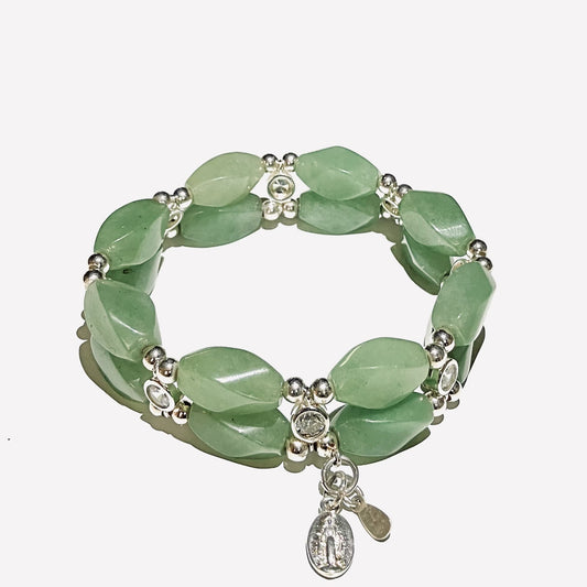 Aventurine Bracelet with zirkon spacers and 925 sterling silver (66)