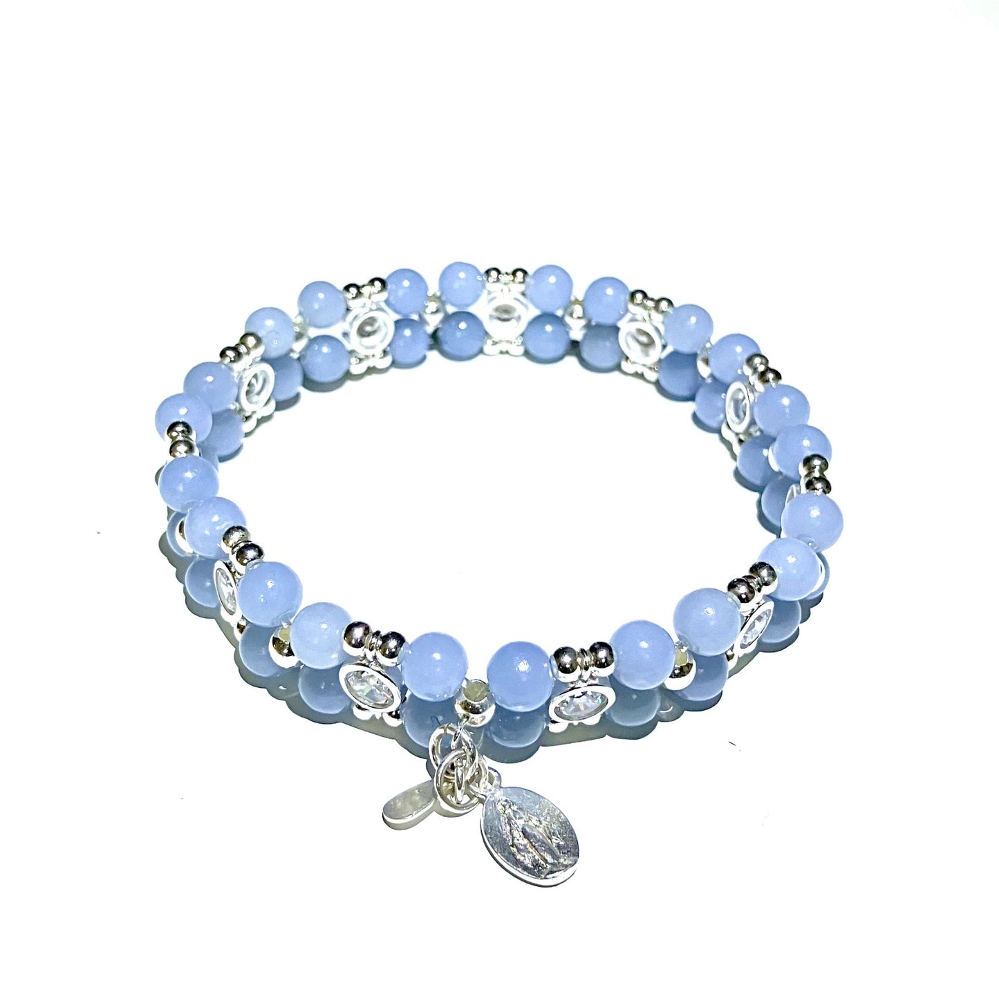 Angelite Bracelet with 925 silver (16,5-17,5cm)   (49)