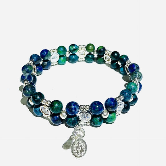 Chrysocolla Bracelet and 925 sterling silver (16-17cm)  (55)