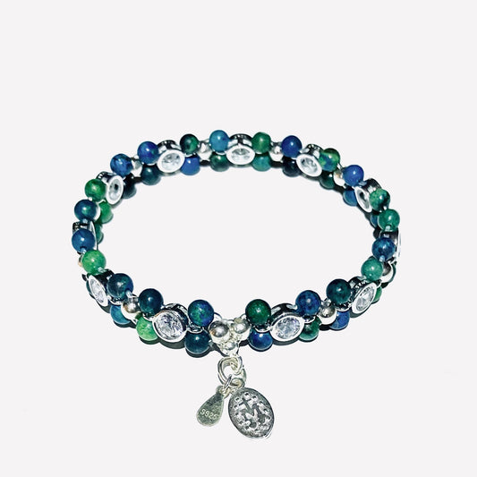 Chrysocolla Bracelet 925 silver (15,5-16,5cm) (13)