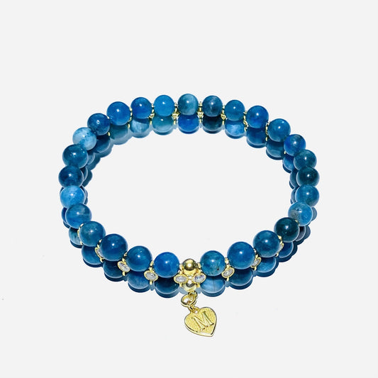 Apatite Bracelet 925 silver- 14kt gold plated (17,5-18,5cm) (26)